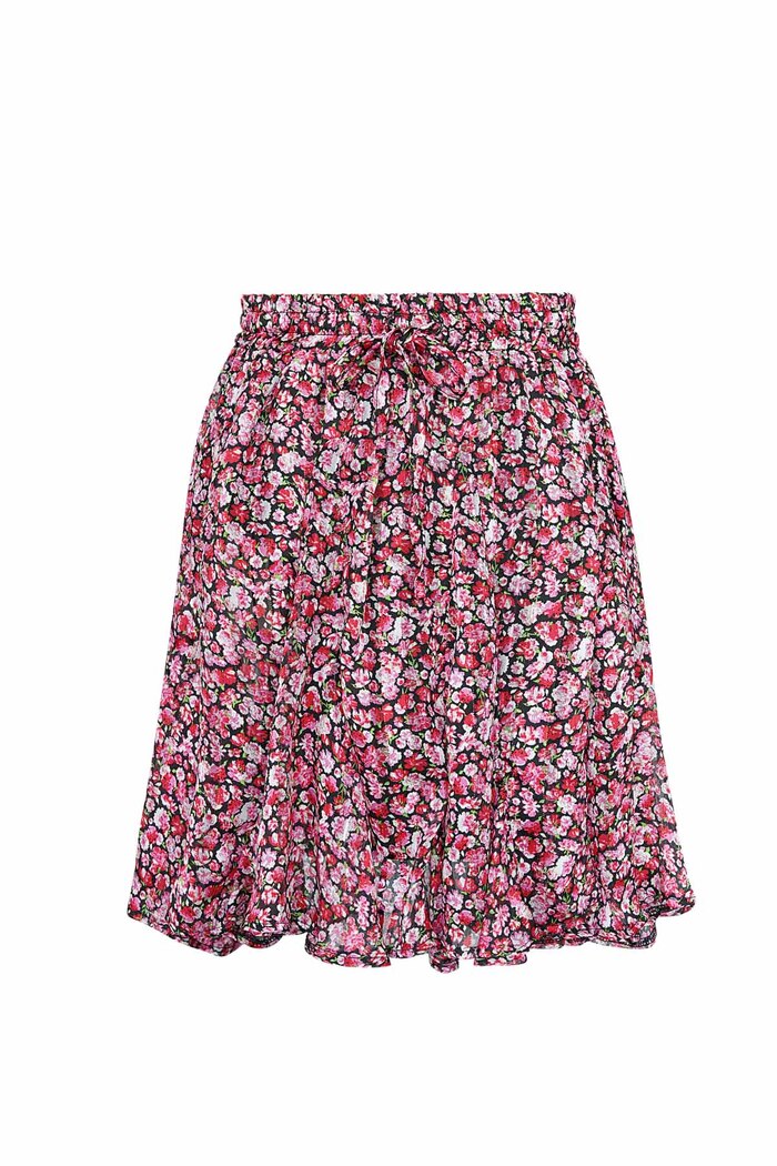 Skirt flowers with smock - red 