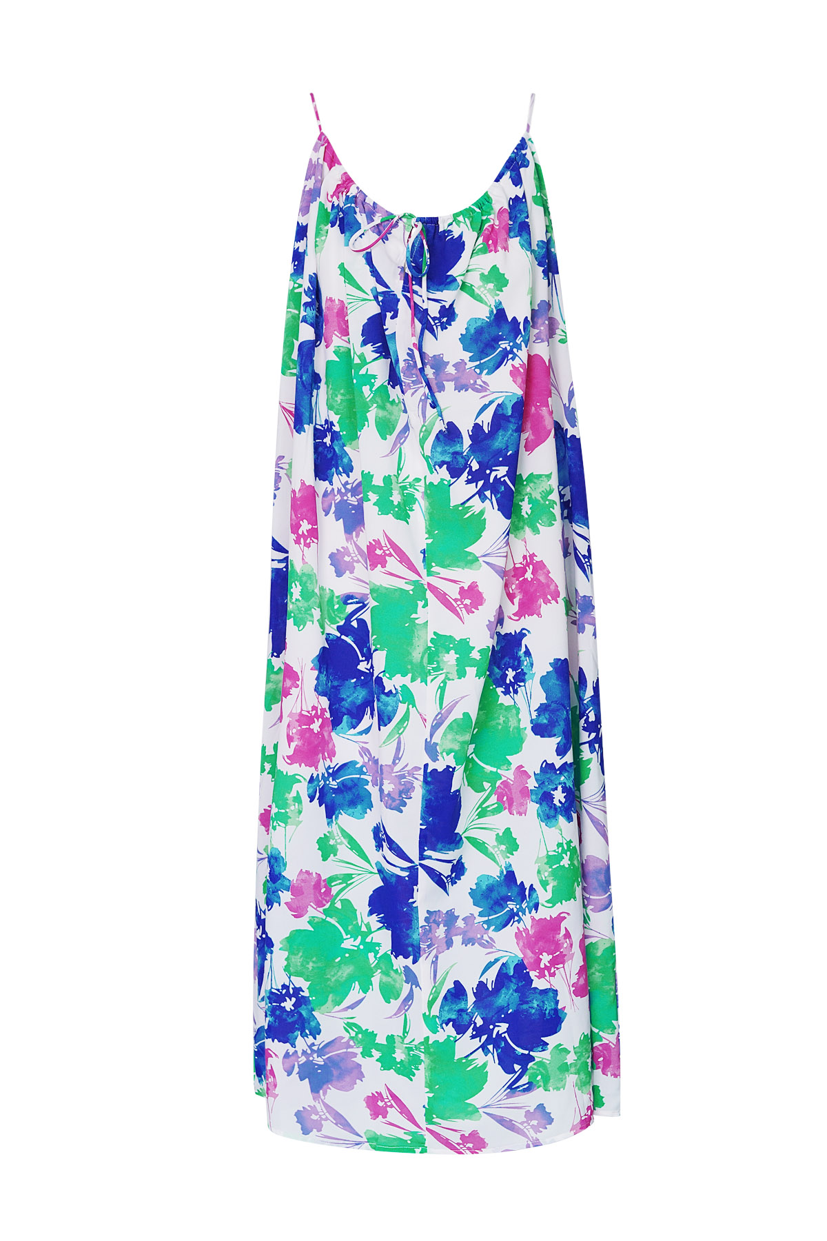 Kleid mit Blumendruck - grün/blau/rosa