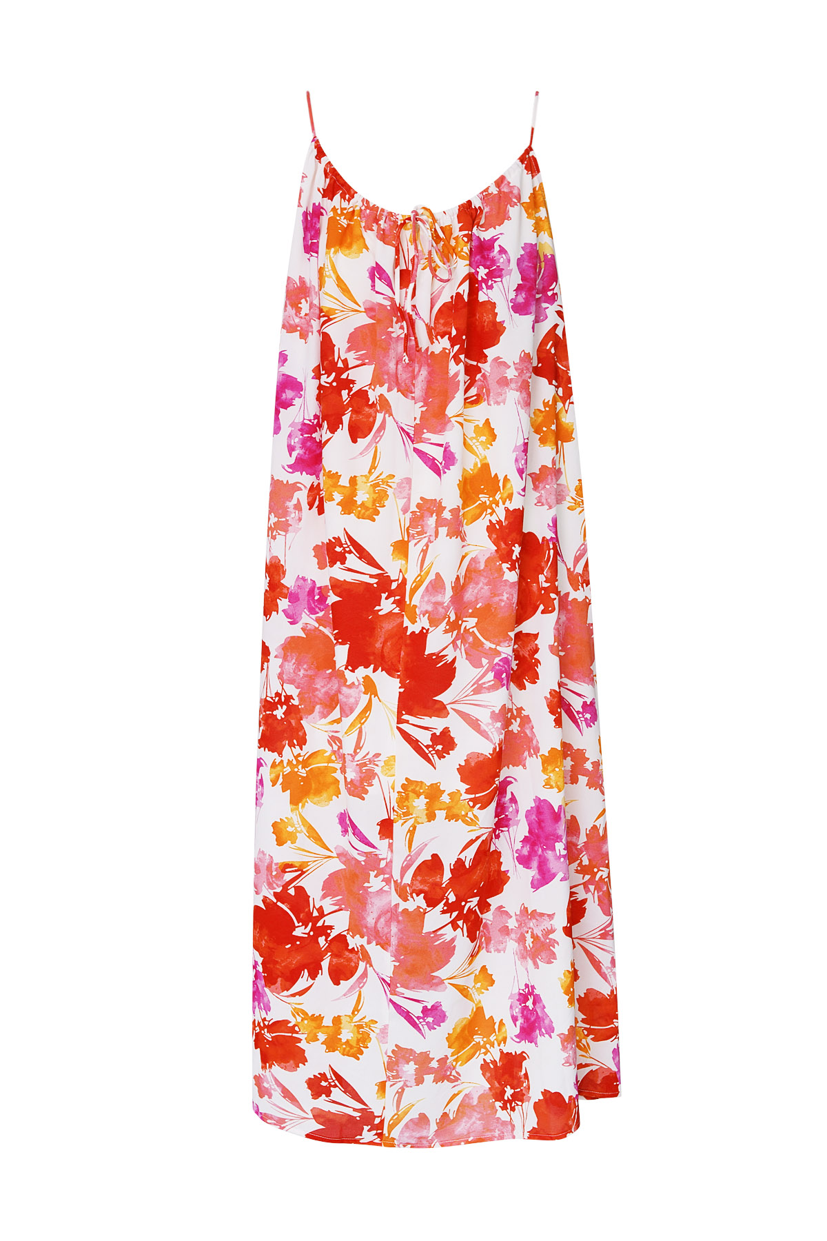 Kleid Blumendruck - rosa/orange