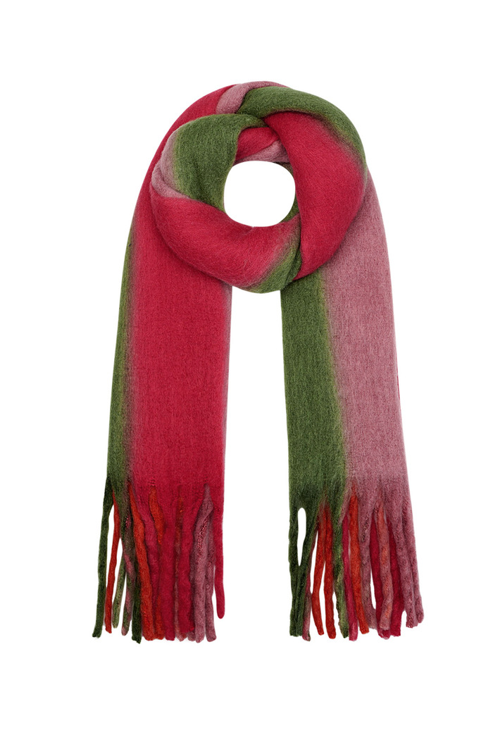 Winter scarf ombré colors green/red Polyester 