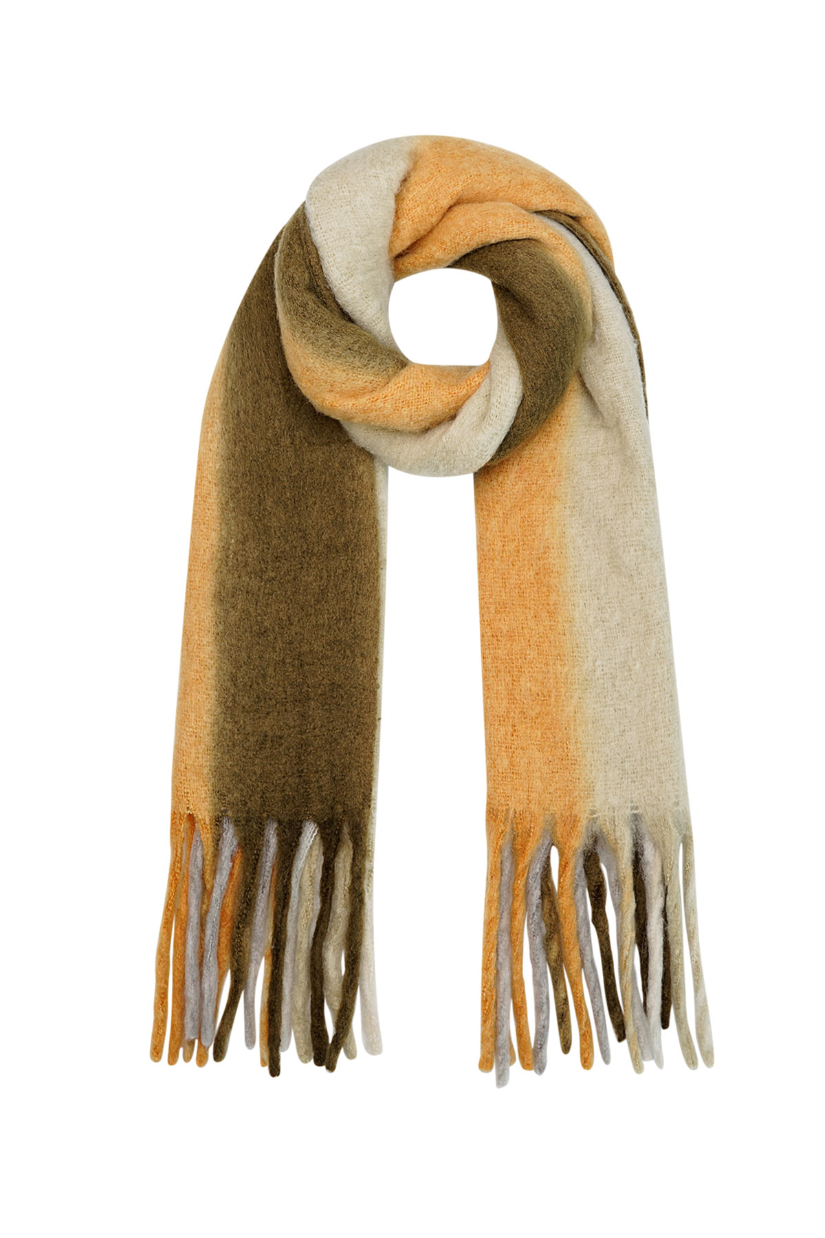 Winter scarf ombré colors brown/yellow Polyester