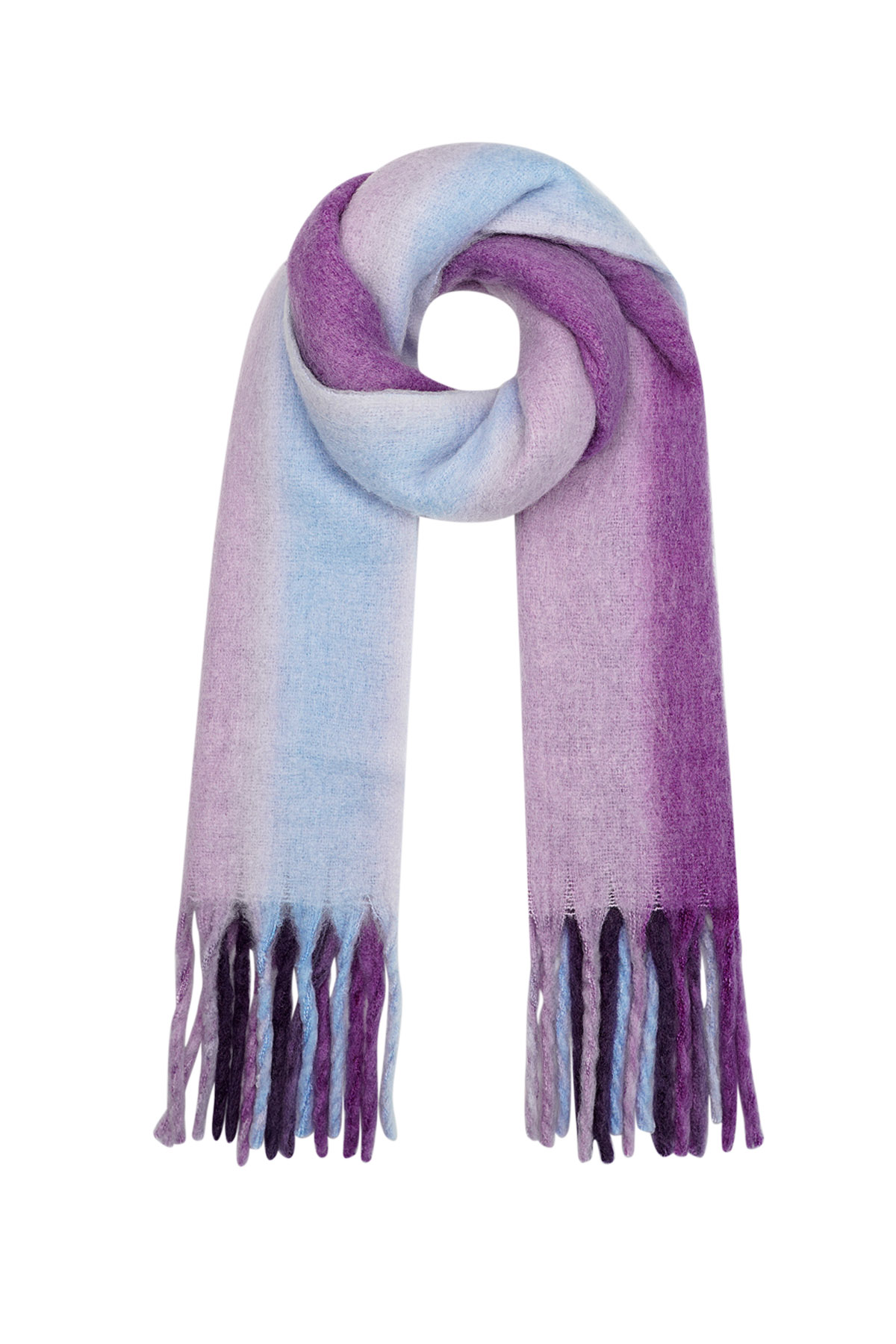 Wintersjaal ombré kleuren  blauw/paars Polyester