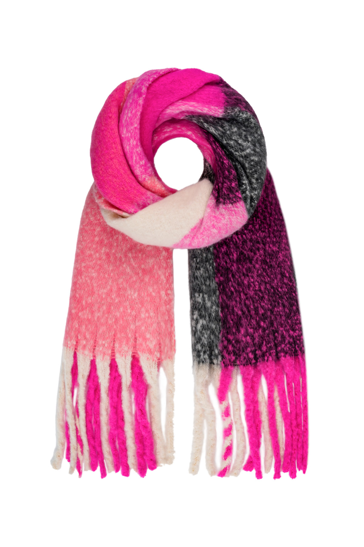 Sjaal ombre multi - zwart roze h5 