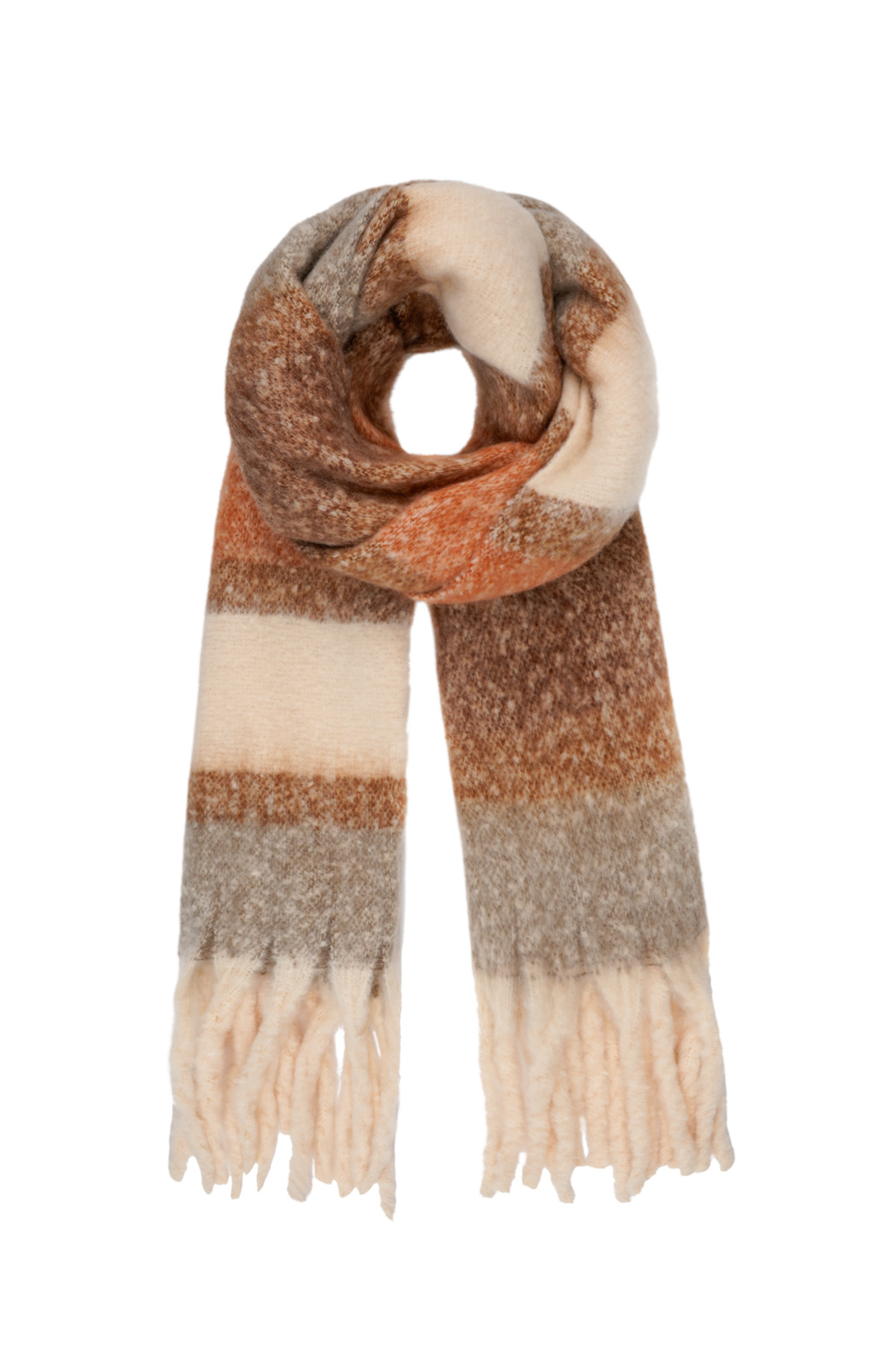 Scarf with stripes multi - brown h5 