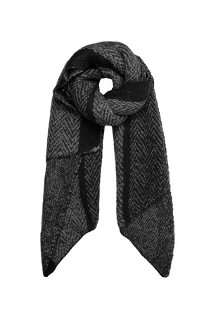 Sjaal zigzag print multi - zwart grijs h5 