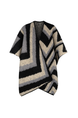 Organic print shawl - black beige h5 
