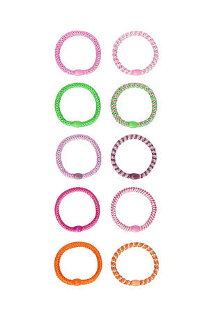 Set haarelastiekjes/armband felle zomerse kleuren - polyester h5 