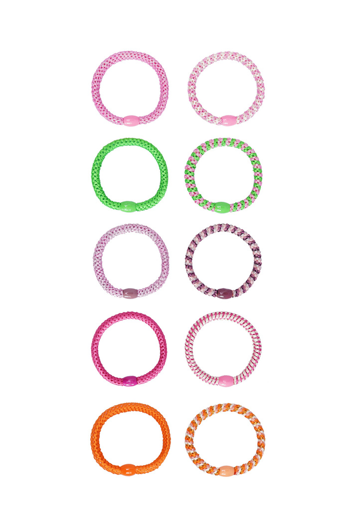 Set élastiques à cheveux / bracelet couleurs vives d'été - polyester 