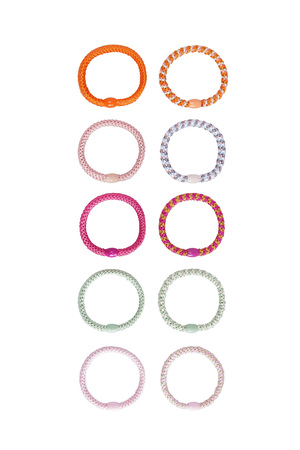 Set haarelastiekjes/armband zomerse kleuren - polyester h5 