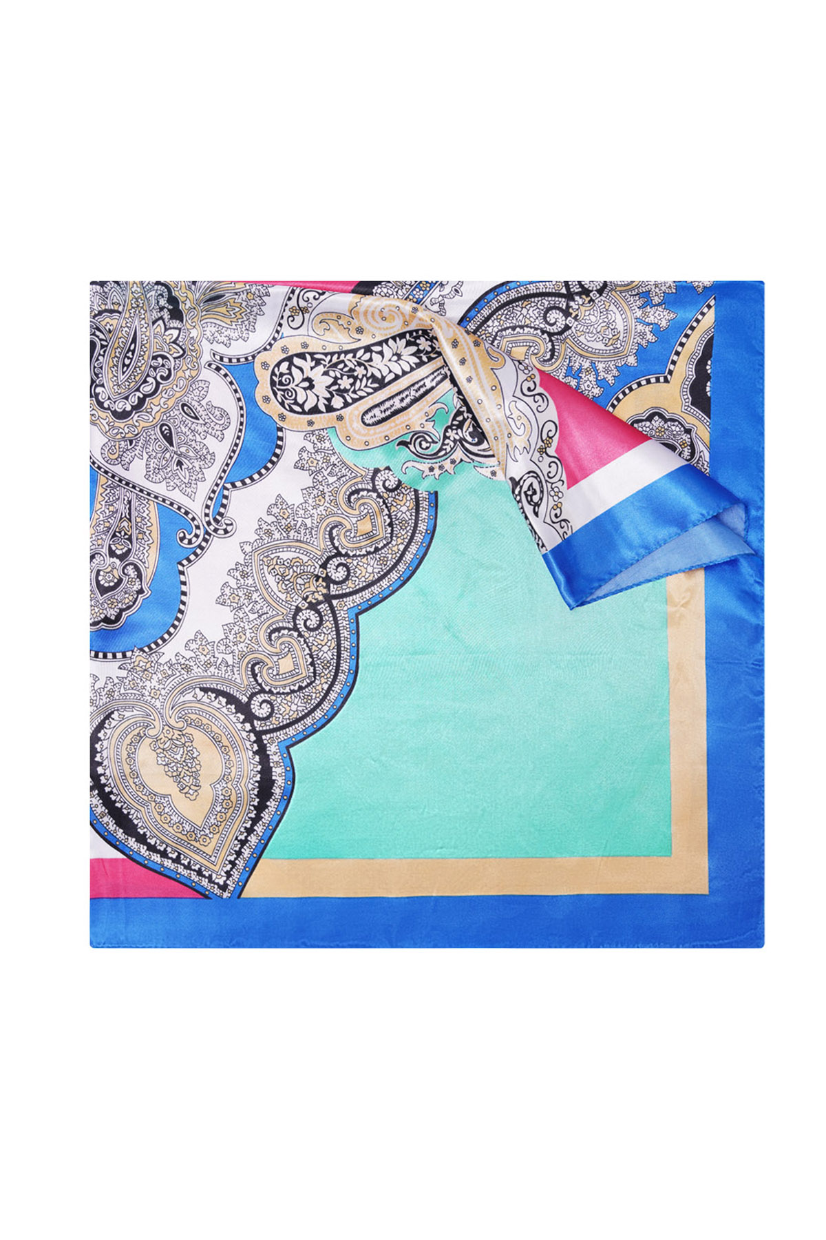 Schal mit Sommerdruck blaugold - Polyester
