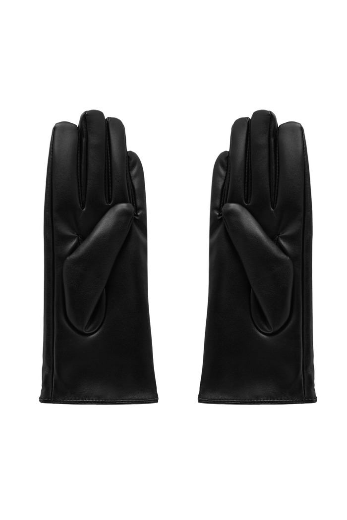 Zımbalı ve fermuarlı PU eldiven - siyah Resim5