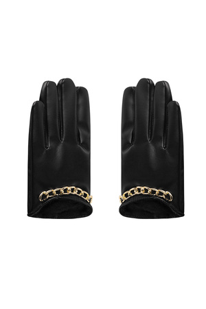 PU gloves with small chain - black h5 
