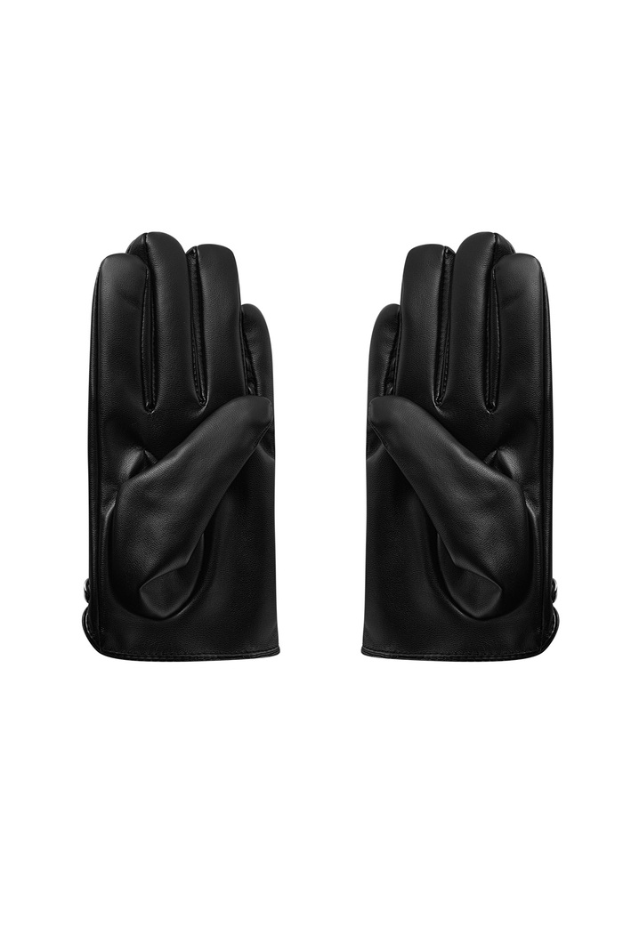 PU gloves with small chain - black Picture5