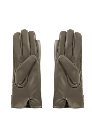 Gloves checked with chain - brown h5 Picture5