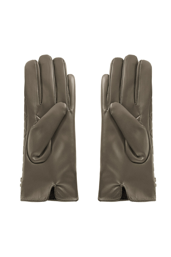 Gloves checked with chain - brown Picture5