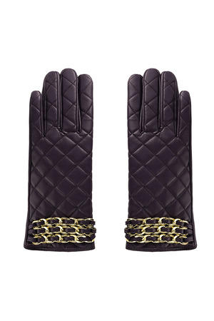 Gloves checked with chain - black h5 Picture5