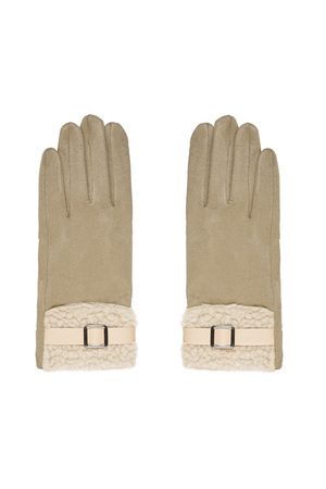 Handschuhe mit Teddy-Detail – gebrochenes Weiß h5 
