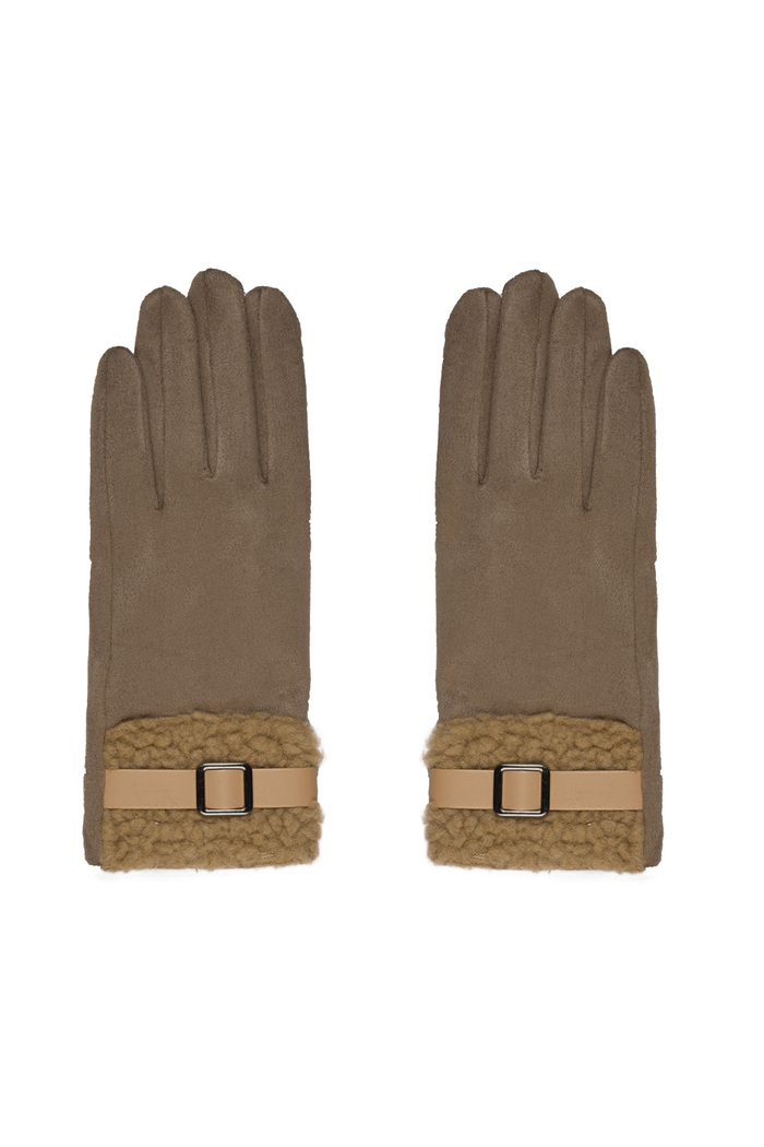 Handschuhe mit Teddy-Detail – braun 
