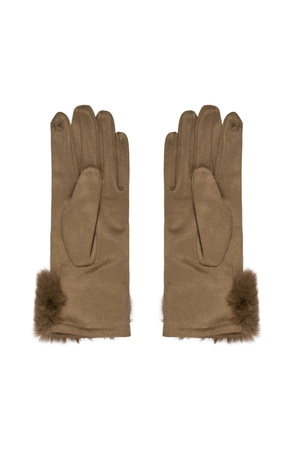 Handschoenen suede look met faux fur - camel h5 Afbeelding3