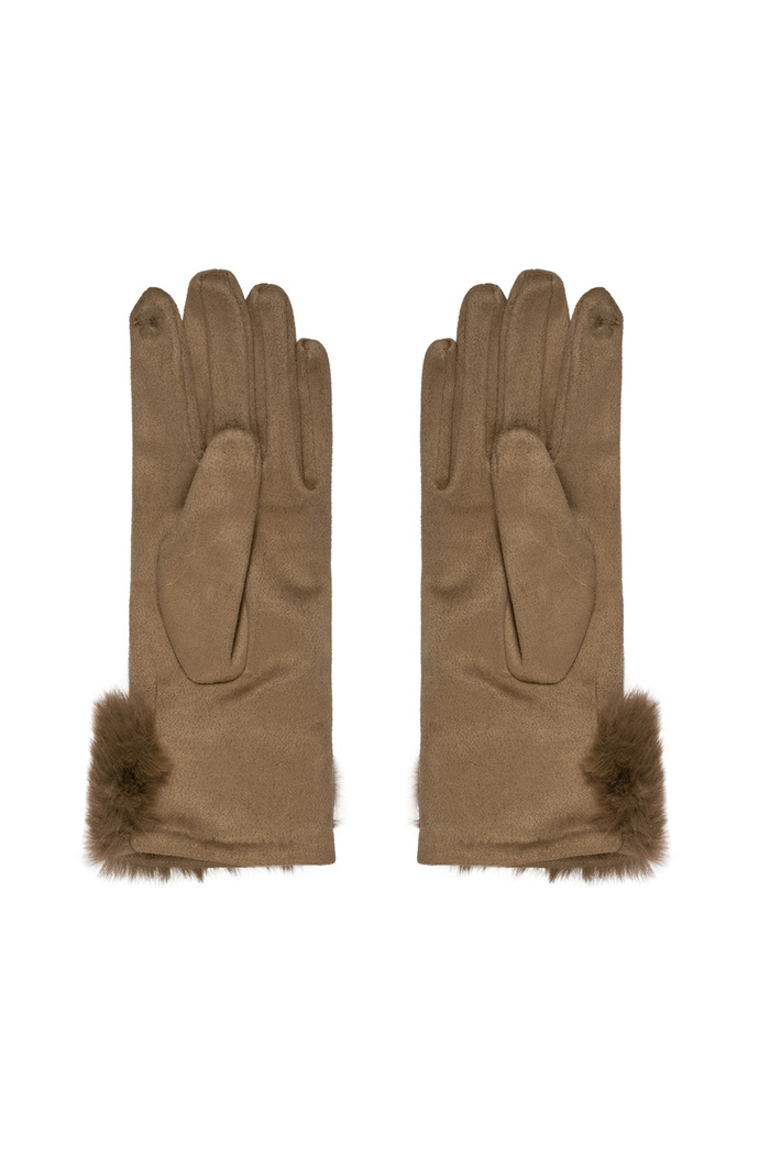Handschuhe in Wildlederoptik mit Kunstfell - Kamel Bild3