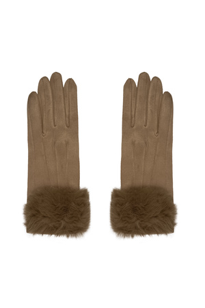 Gloves suede look with faux fur - camel h5 
