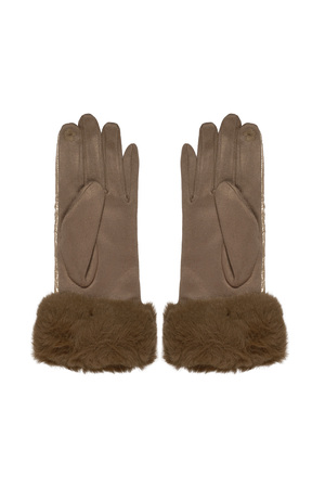 Handschoenen stiksels met faux fur - camel h5 Afbeelding2
