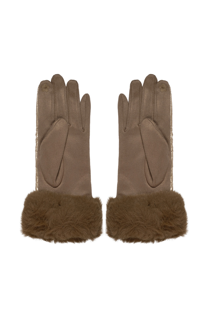 Handschoenen stiksels met faux fur - camel Afbeelding2