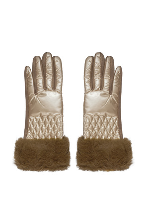 Gloves stitching with faux fur - camel h5 