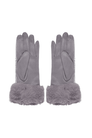 Handschuhe mit Kunstfellnaht - Silber h5 Bild2