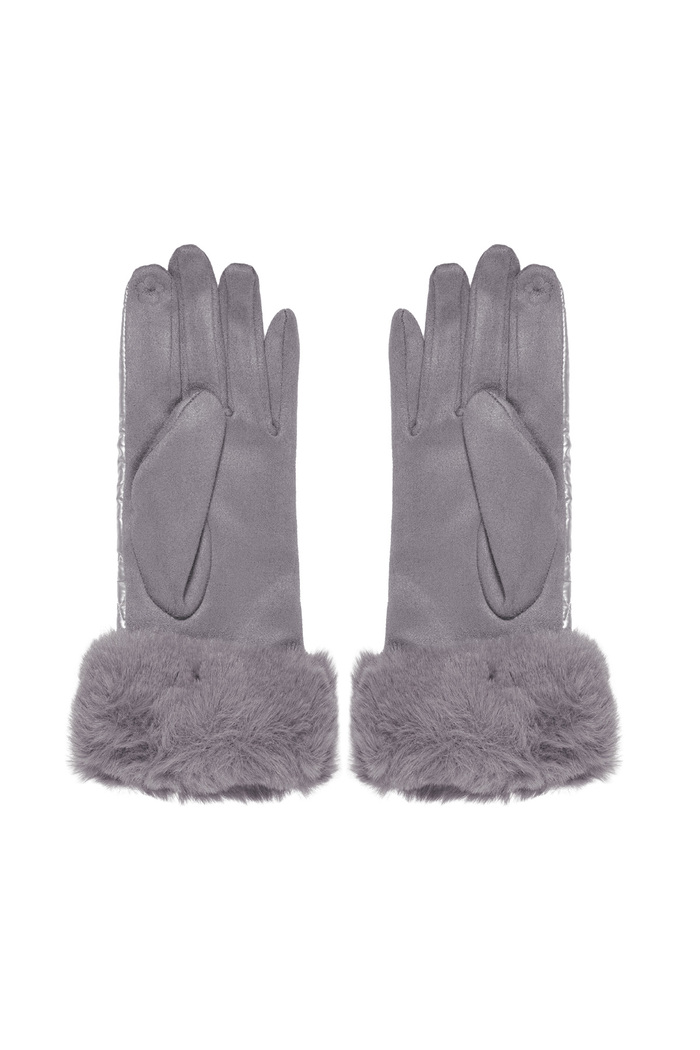 Gloves stitching with faux fur - silver Picture2