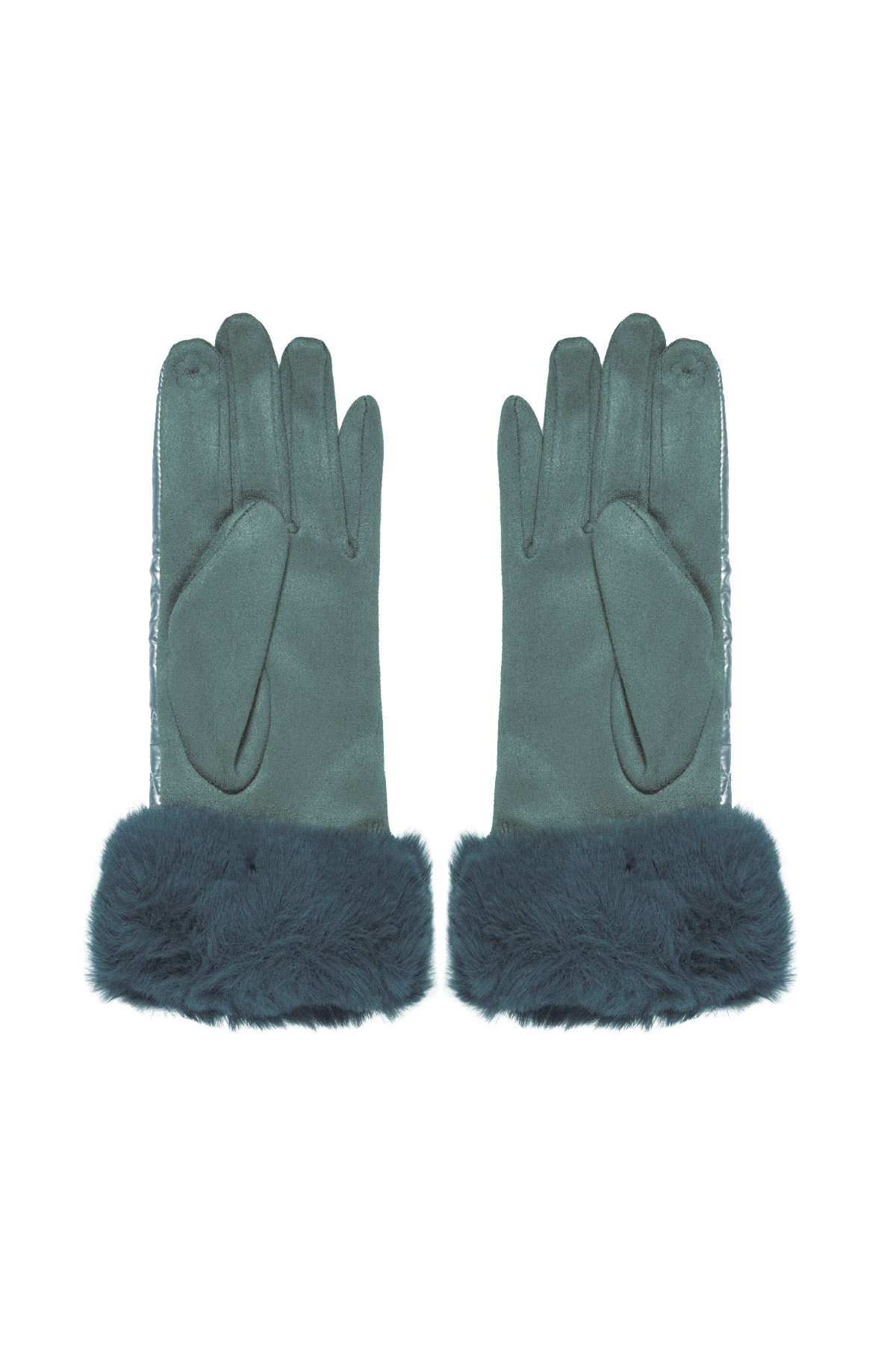 Handschuhe mit Kunstpelzbesatz - blau h5 Bild2