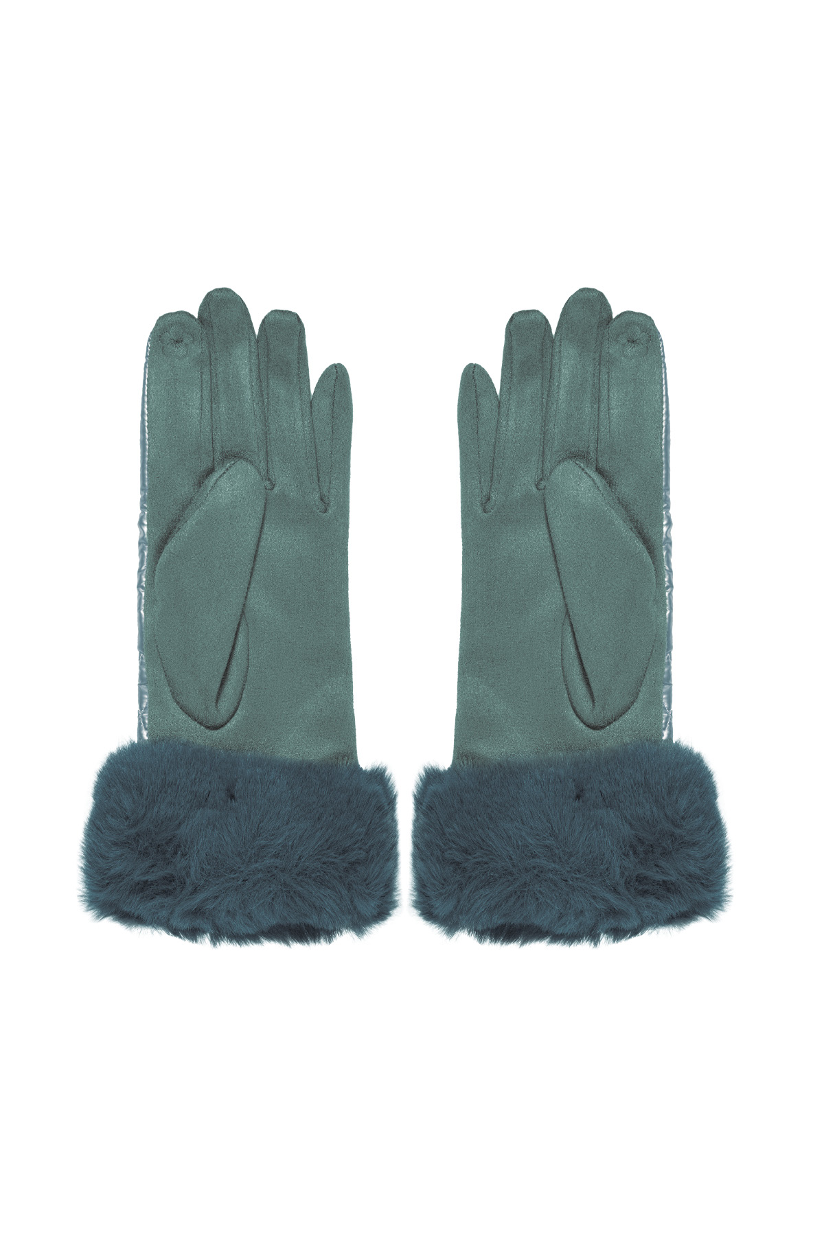 Gloves stitching with faux fur - blue