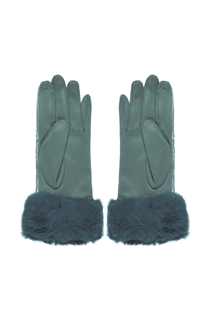 Handschoenen stiksels met faux fur - blauw Afbeelding2