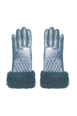 Handschoenen stiksels met faux fur - blauw h5 