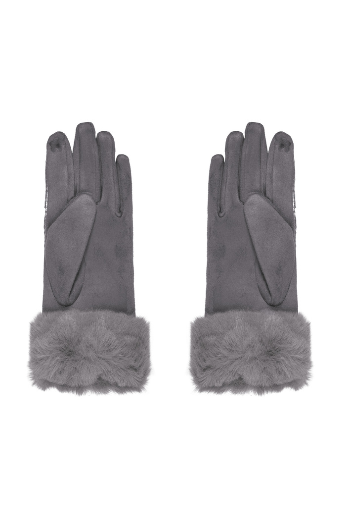 Handschoenen gestkt met faux fur - zilver Afbeelding5