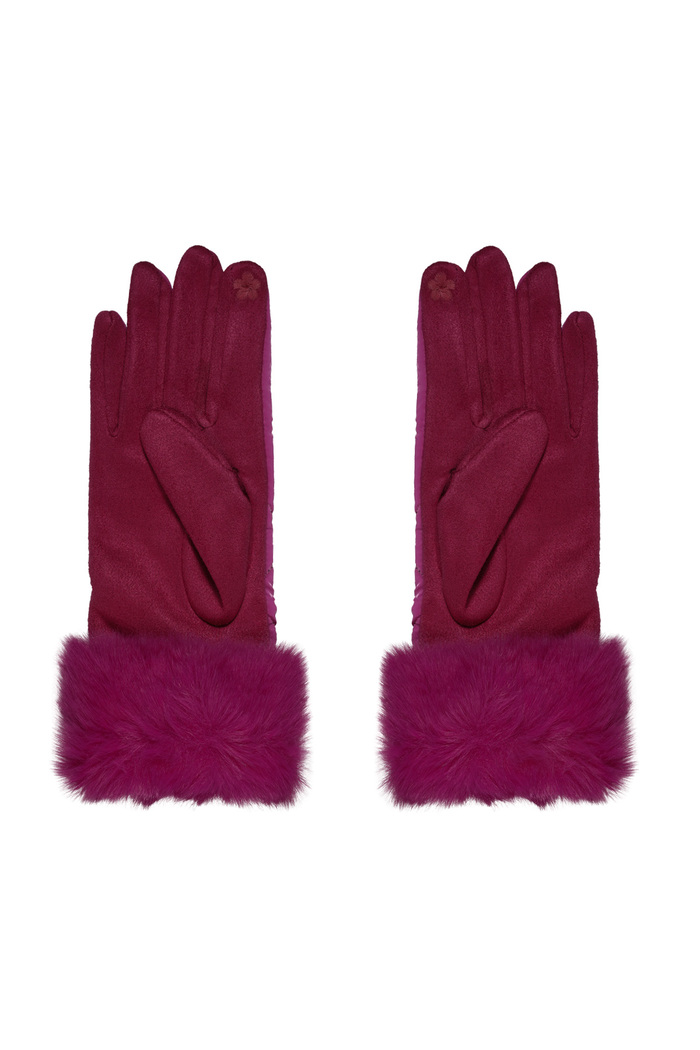 Gloves stitched with faux fur - fuchsia Picture5