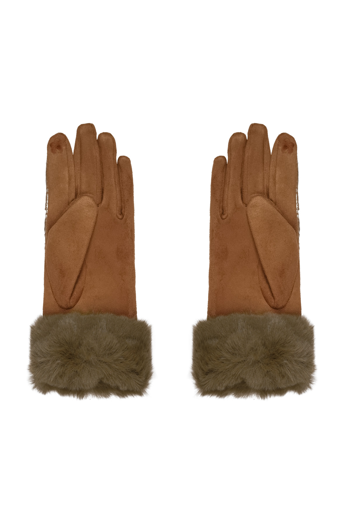 Handschoenen metallic met faux fur - bruin Afbeelding5