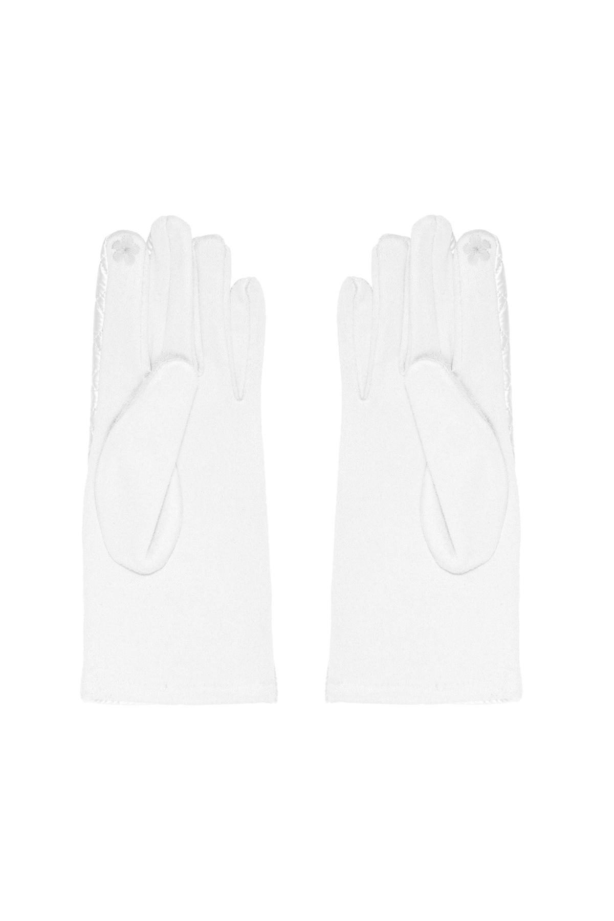 Handschoenen met gestikt patroon - wit Afbeelding3