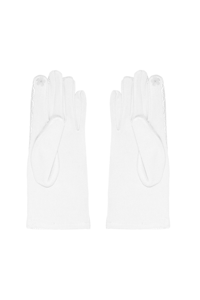 Gloves with stitched pattern - white Picture3