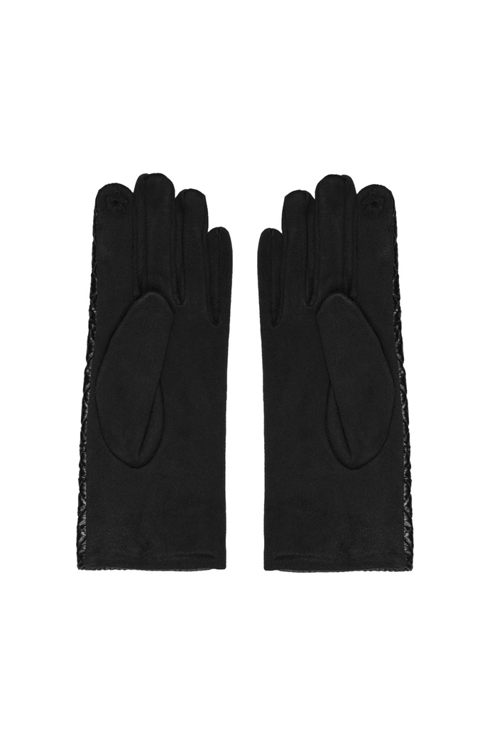 Handschoenen met gestikt patroon - zwart Afbeelding3