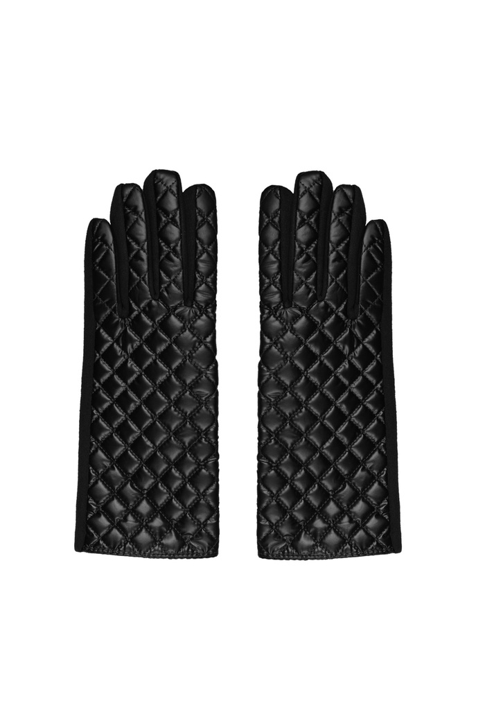 Handschoenen met gestikt patroon - zwart 