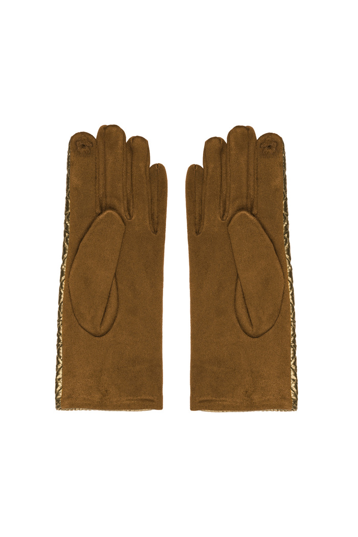 Gloves metallic with check - brown Picture3