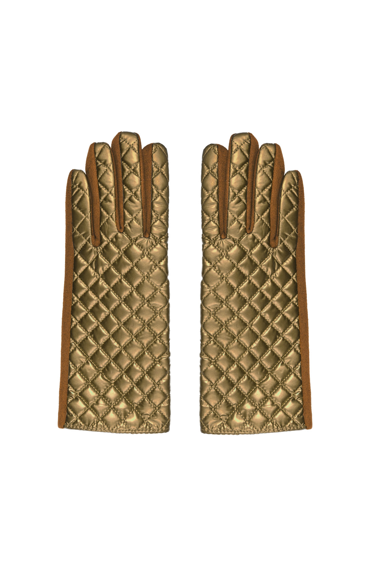 Handschoenen metallic met ruit - bruin 