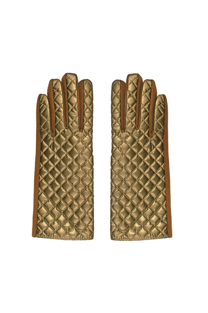 Gloves metallic with check - brown 