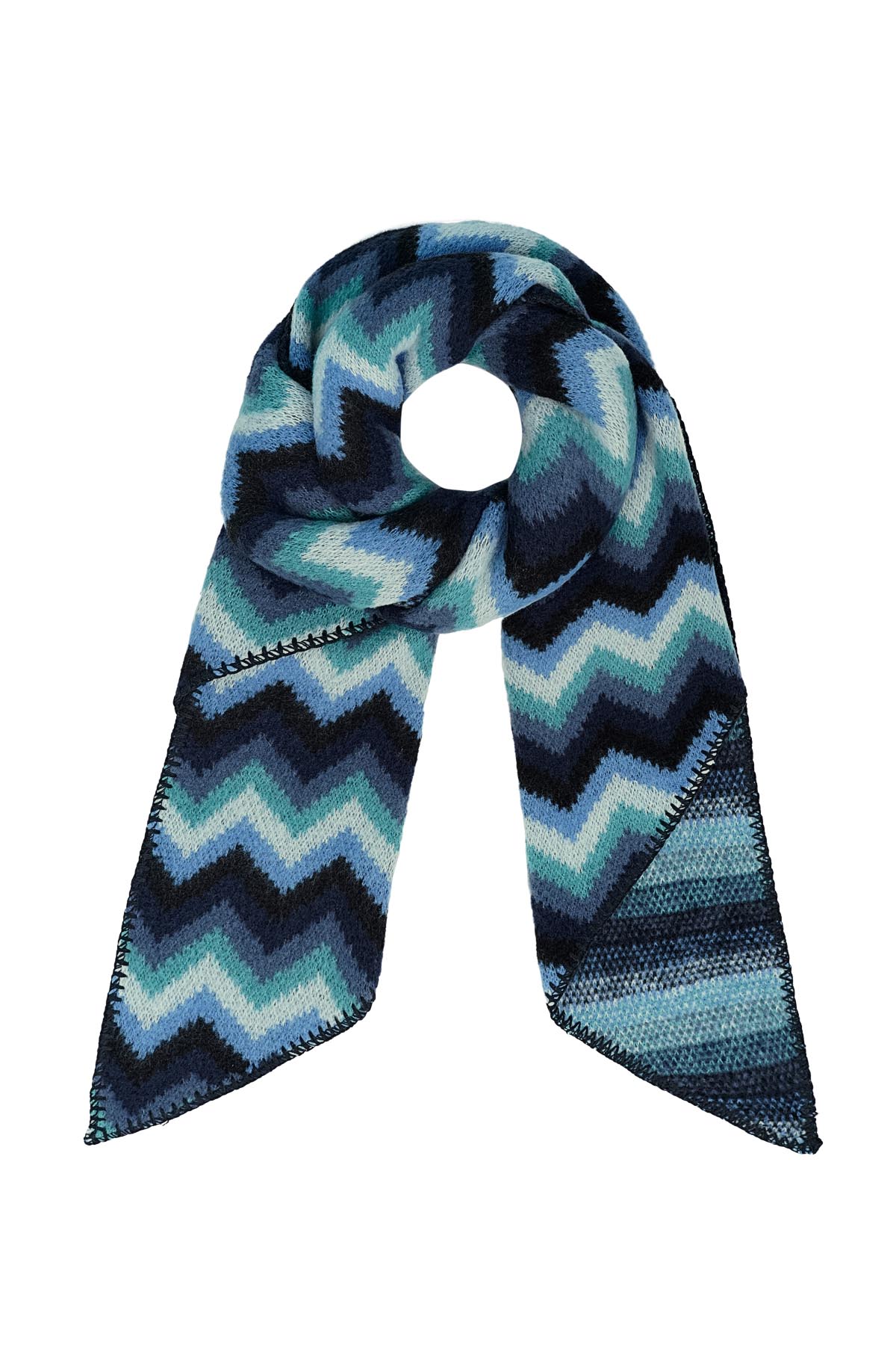 Scarf with zigzag print - blue h5 