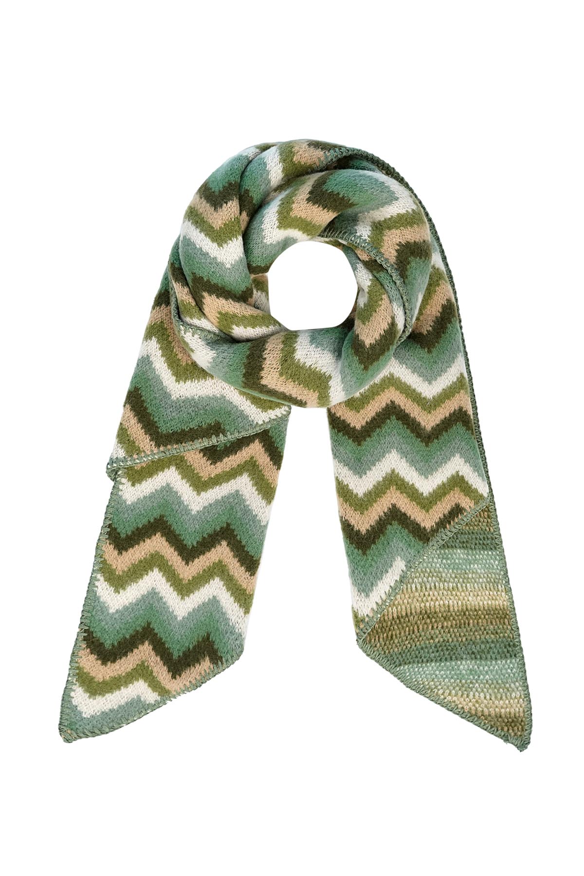 Scarf with zigzag print - green h5 