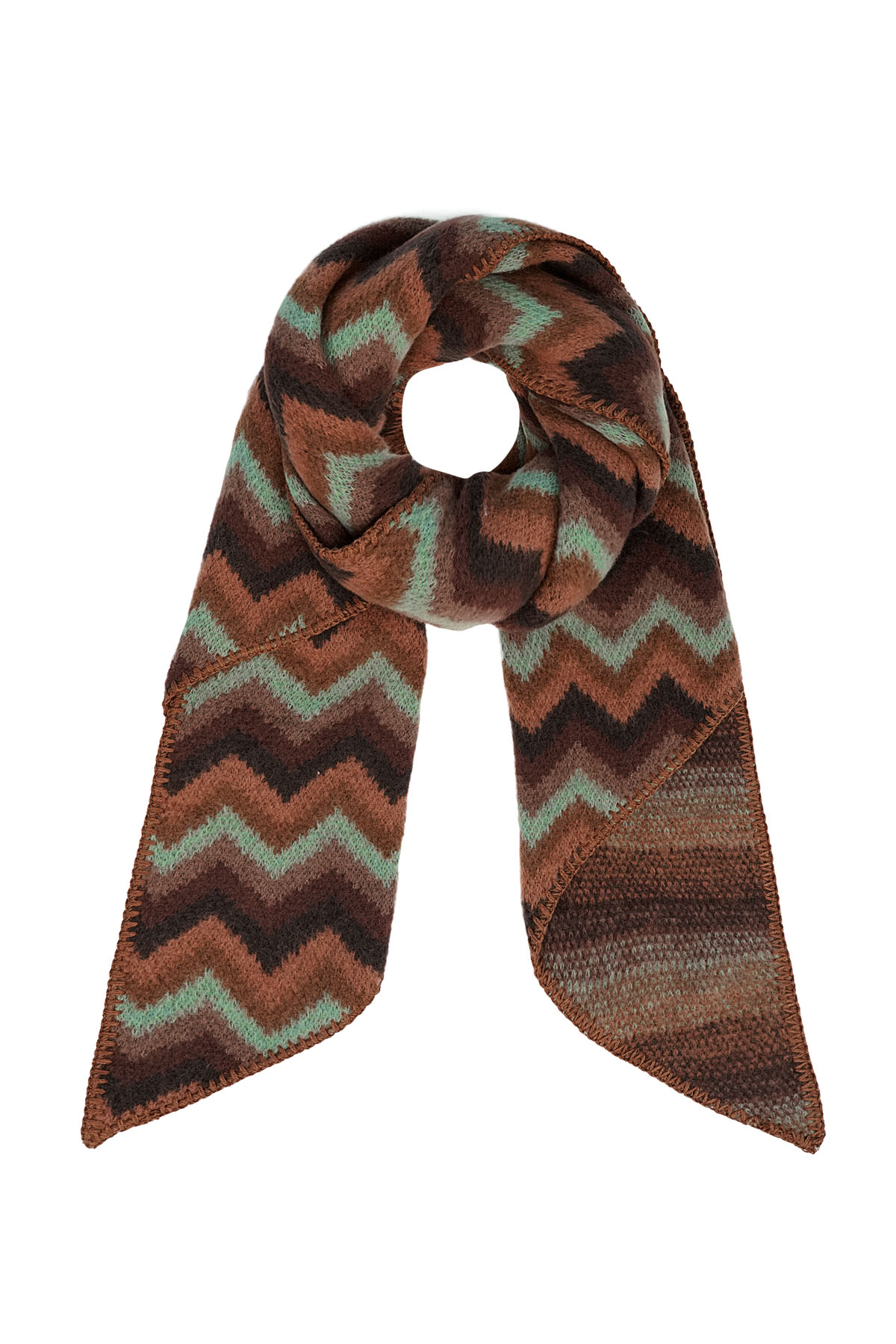 Scarf with zigzag print - brown black h5 