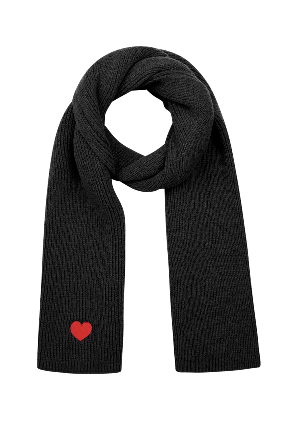 Bufanda de invierno con detalle de corazón - negro