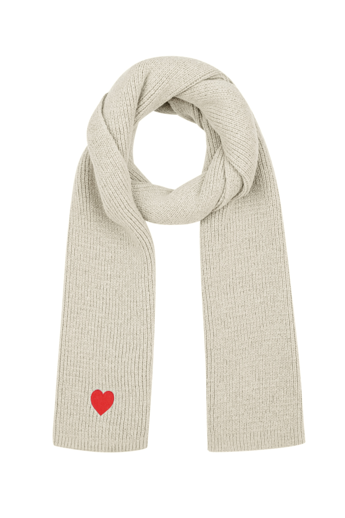 Winter scarf with heart detail - off-white