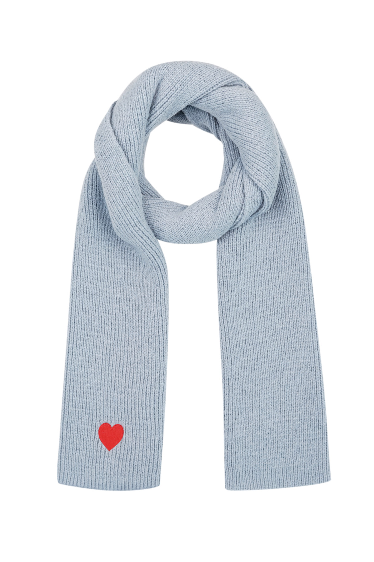 Winterschal mit Herzdetail – blau